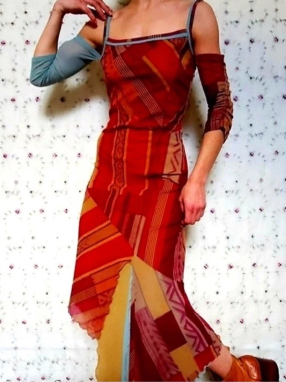 Vintage Save The Queen Boho Mesh Midi Dress - Picture 2 of 11